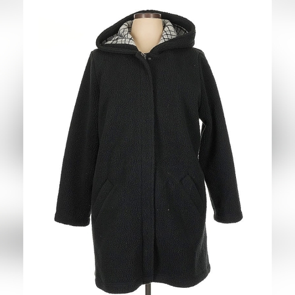 Coat XL D&Co. Black Fleece with Hood - Picture 1 of 7
